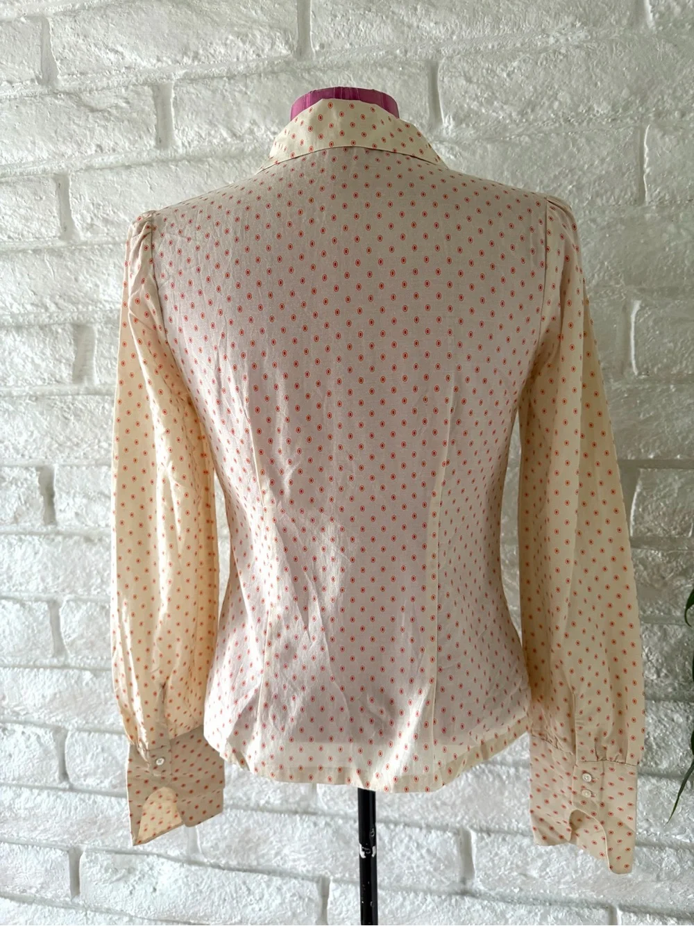 Original Penguin Cream & Pink Polka Dot Fitted Button-Up Blouse T-33
